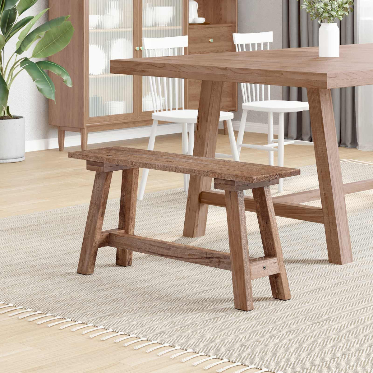 vidaXL Bench Natural 92 x 23.5 x 45.5 cm Solid Mahogany wood