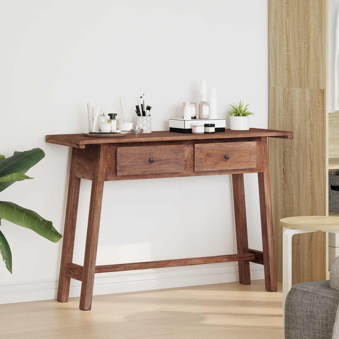 vidaXL Desk with Drawer Brown 110 x 30 x 79 cm Solid Mahogany Wood