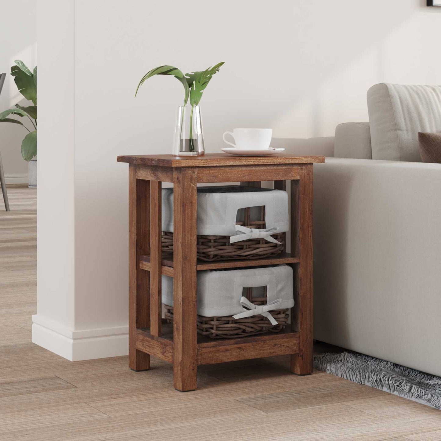 vidaXL Side Table Brown 38 x 28 x 50 cm Solid Mahogany wood