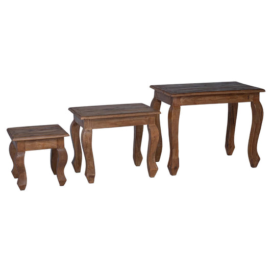 vidaXL Nesting Table 3 pcs Brown Solid Mahogany wood