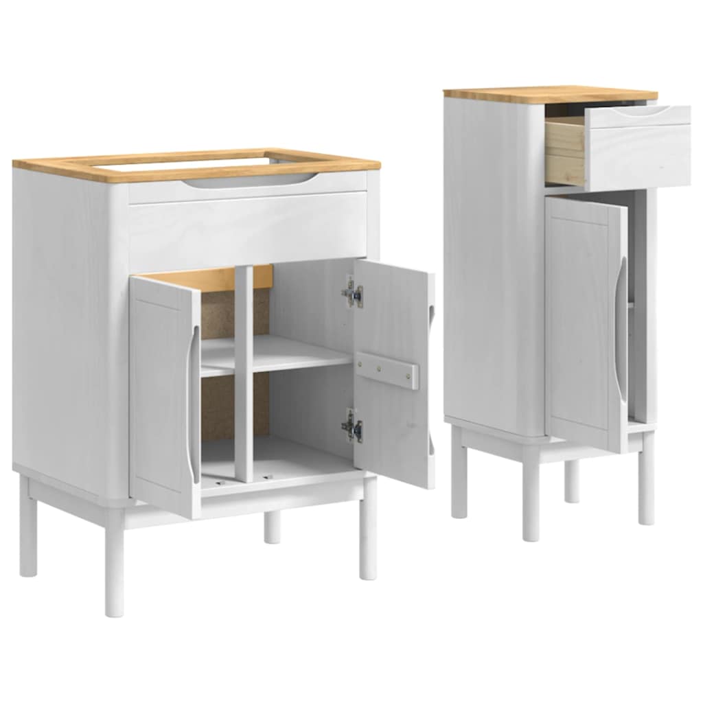 vidaXL Bathroom Furniture Set FLORO 2 pcs White Solid Pine Wood