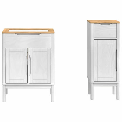 vidaXL Bathroom Furniture Set FLORO 2 pcs White Solid Pine Wood