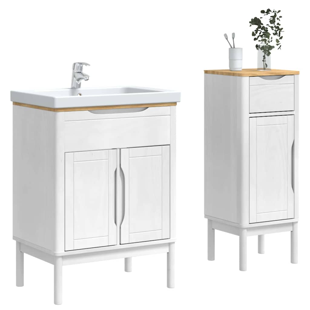 vidaXL Bathroom Furniture Set FLORO 2 pcs White Solid Pine Wood