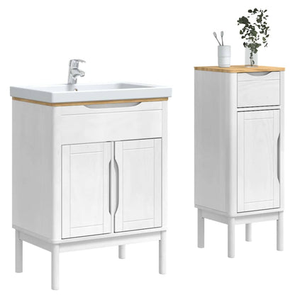 vidaXL Bathroom Furniture Set FLORO 2 pcs White Solid Pine Wood