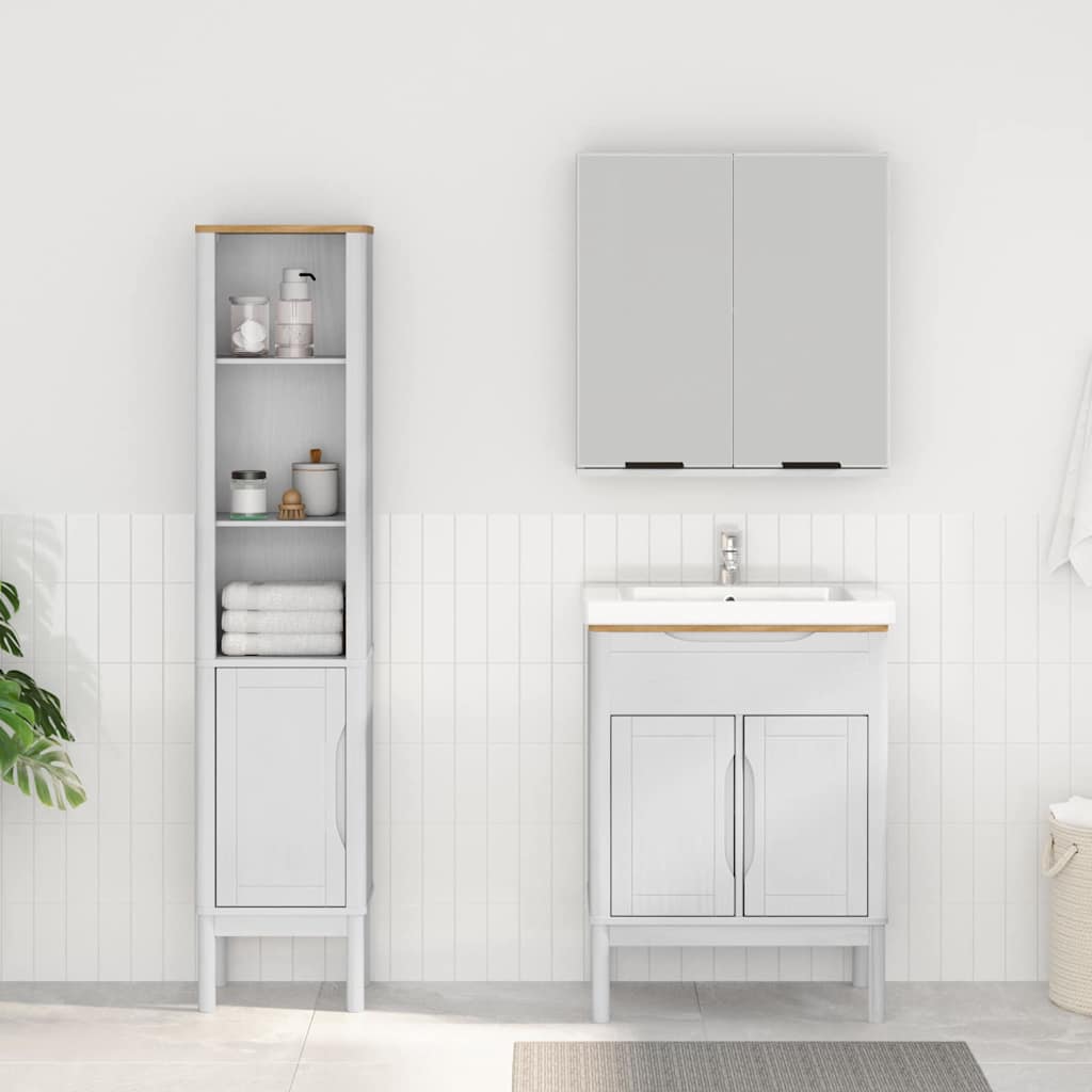 vidaXL Bathroom Furniture Set FLORO 2 pcs White Solid Pine Wood