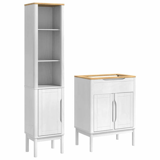 vidaXL Bathroom Furniture Set FLORO 2 pcs White Solid Pine Wood