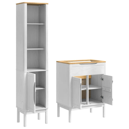 vidaXL Bathroom Furniture Set FLORO 2 pcs White Solid Pine Wood