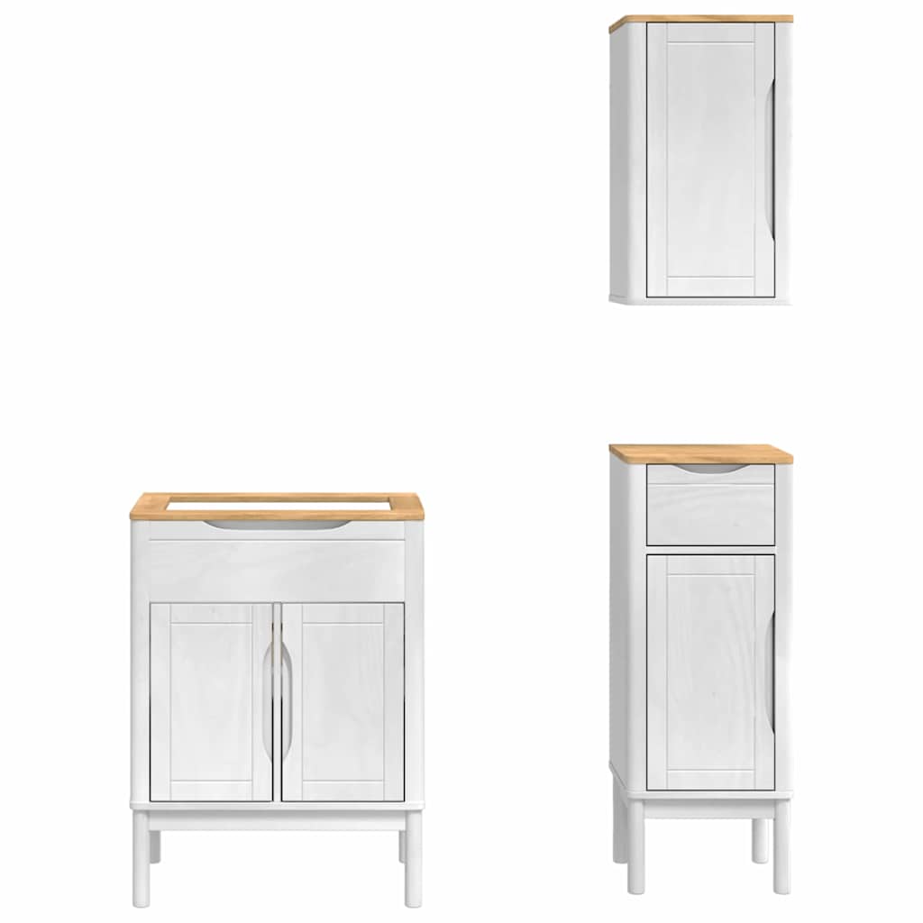 vidaXL Bathroom Furniture Set FLORO 3 pcs White Solid Pine Wood