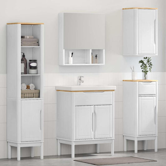 vidaXL Bathroom Furniture Set FLORO 4 pcs White Solid Pine Wood