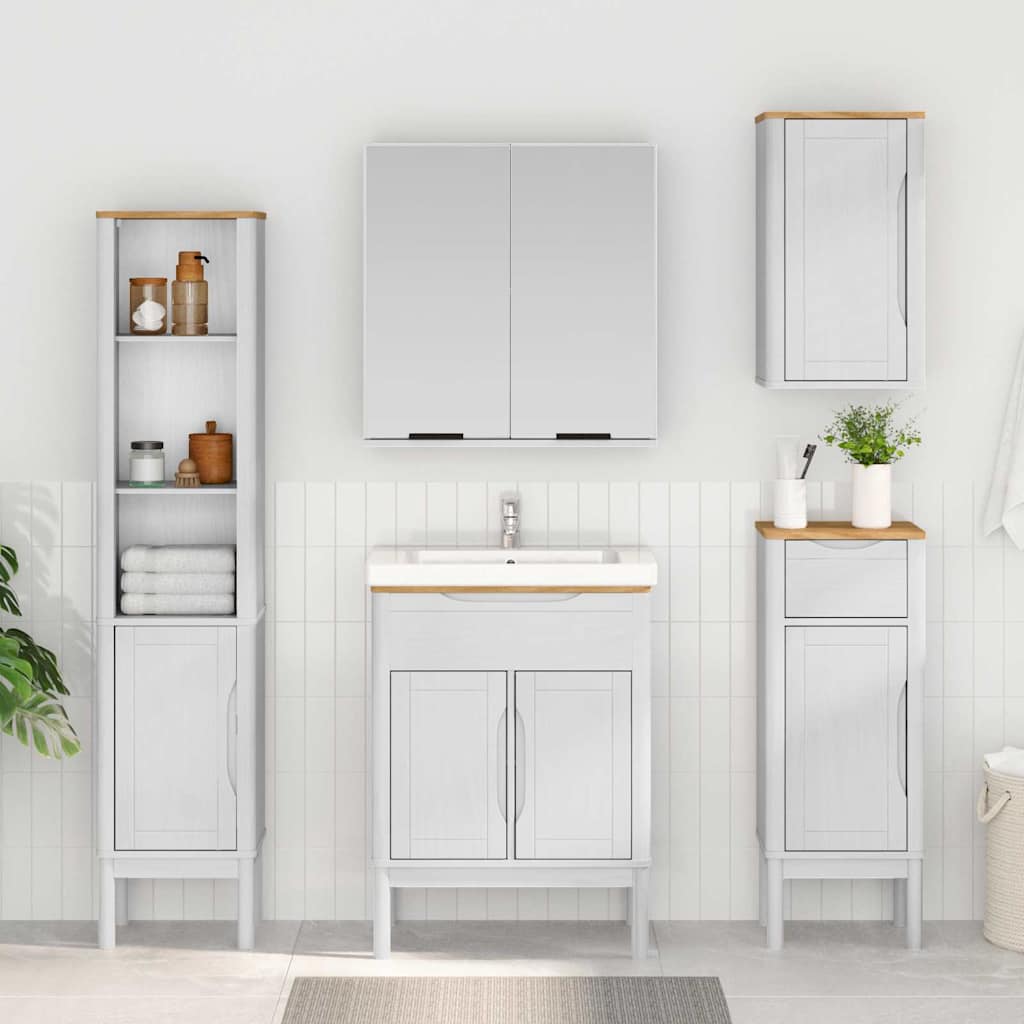 vidaXL Bathroom Furniture Set FLORO 4 pcs White Solid Pine Wood