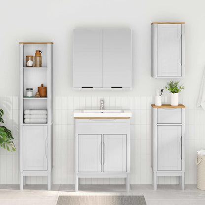 vidaXL Bathroom Furniture Set FLORO 4 pcs White Solid Pine Wood