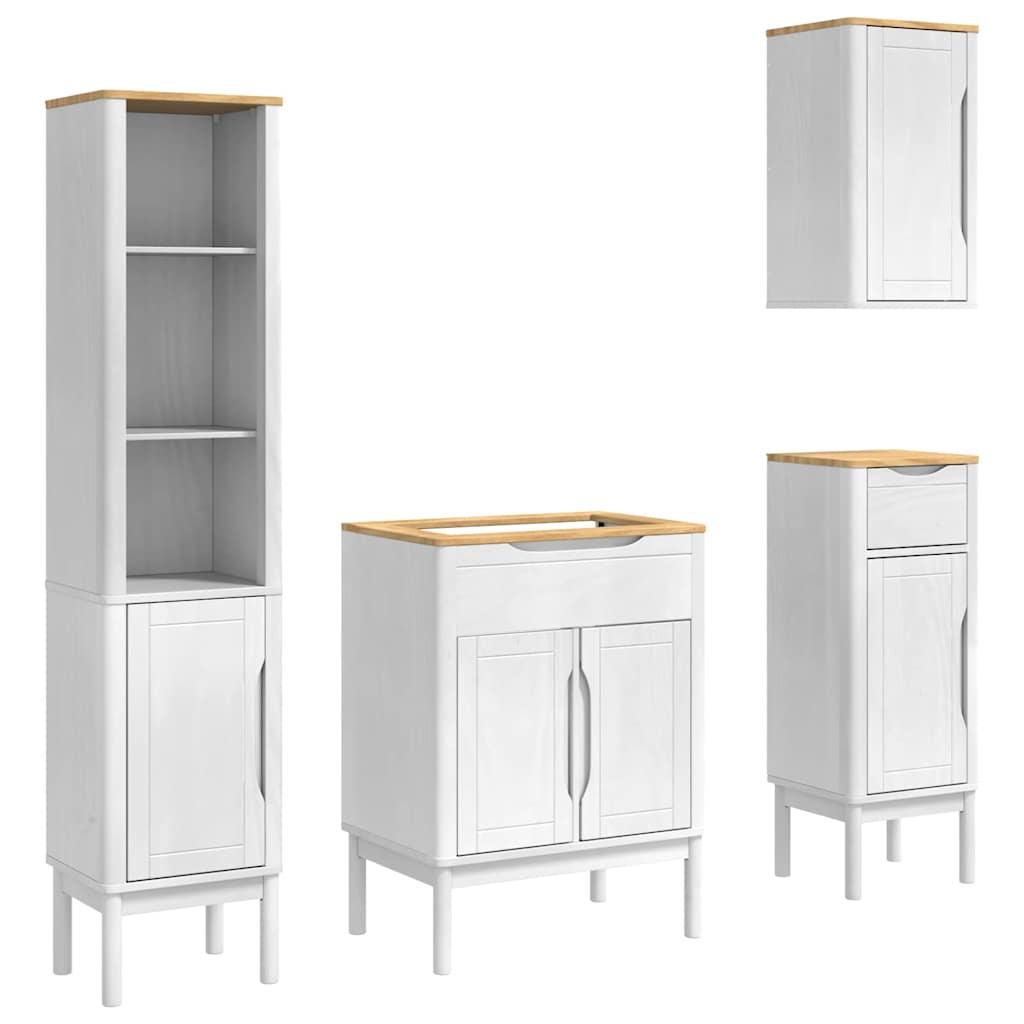 vidaXL Bathroom Furniture Set FLORO 4 pcs White Solid Pine Wood