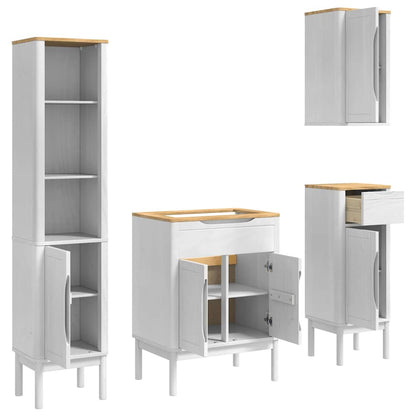 vidaXL Bathroom Furniture Set FLORO 4 pcs White Solid Pine Wood