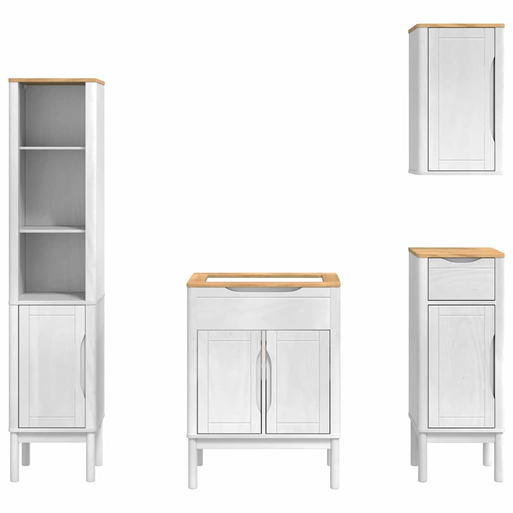 vidaXL Bathroom Furniture Set FLORO 4 pcs White Solid Pine Wood