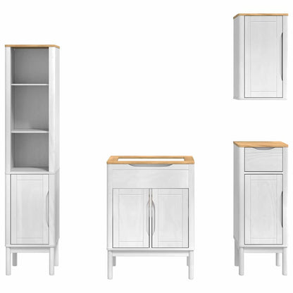 vidaXL Bathroom Furniture Set FLORO 4 pcs White Solid Pine Wood