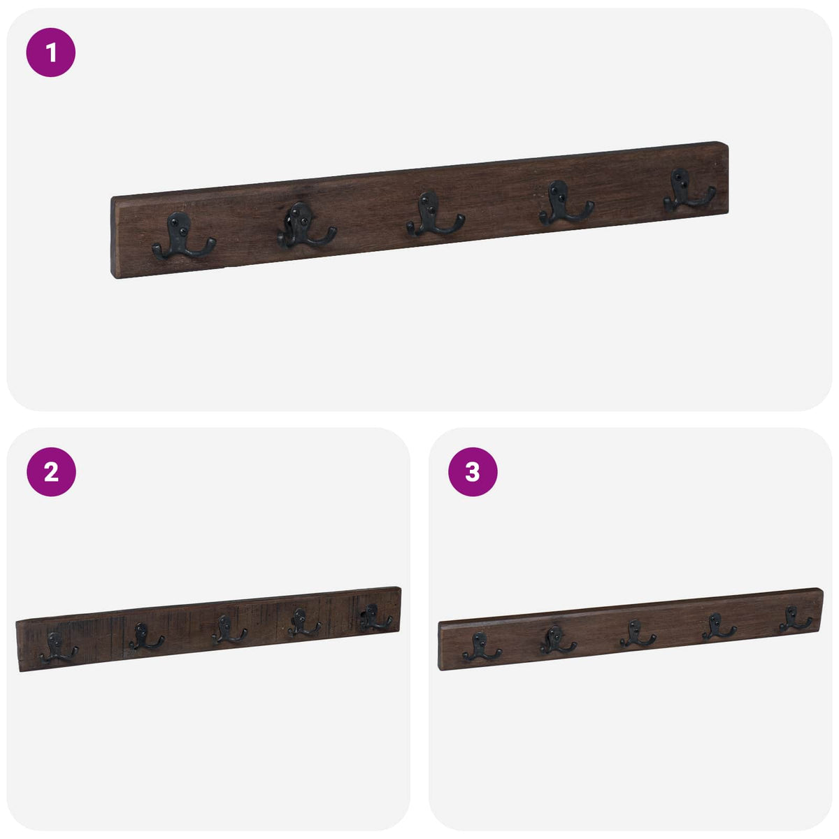 vidaXL Hanger Brown 60 x 7 x 8 cm Solid Reclaim Wood