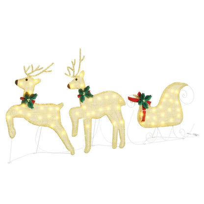 vidaXL LED Reindeers 5 pcs Gold Fabric