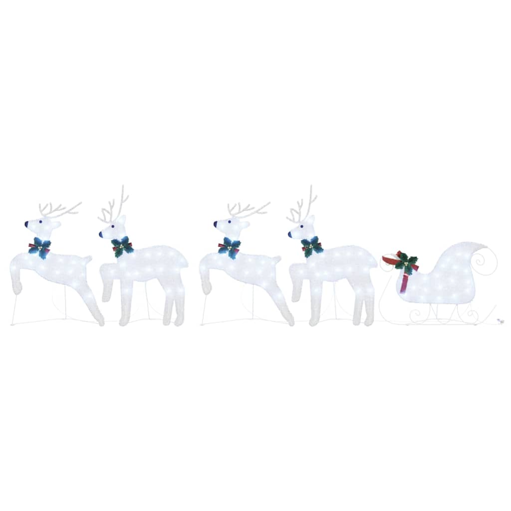 vidaXL LED Reindeers 5 pcs Silver Fabric