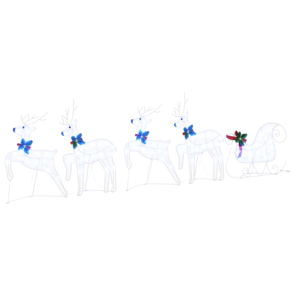 vidaXL LED Reindeers 5 pcs White Fabric