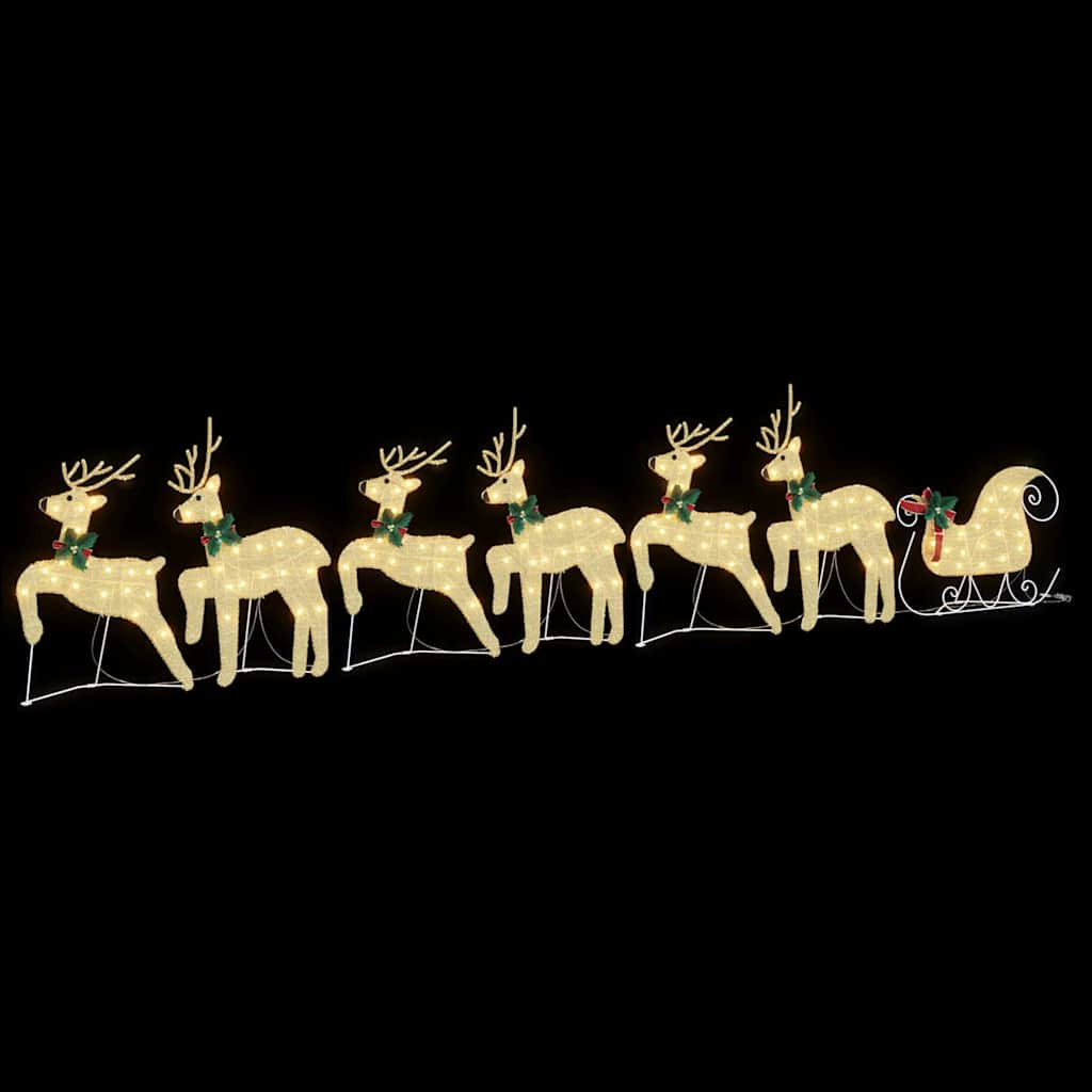 vidaXL LED Reindeers 7 pcs Gold Fabric
