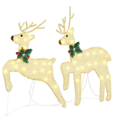 vidaXL LED Reindeers 7 pcs Gold Fabric
