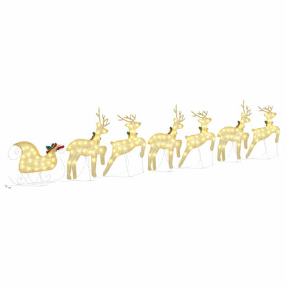 vidaXL LED Reindeers 7 pcs Gold Fabric