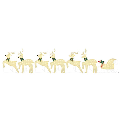 vidaXL LED Reindeers 7 pcs Gold Fabric