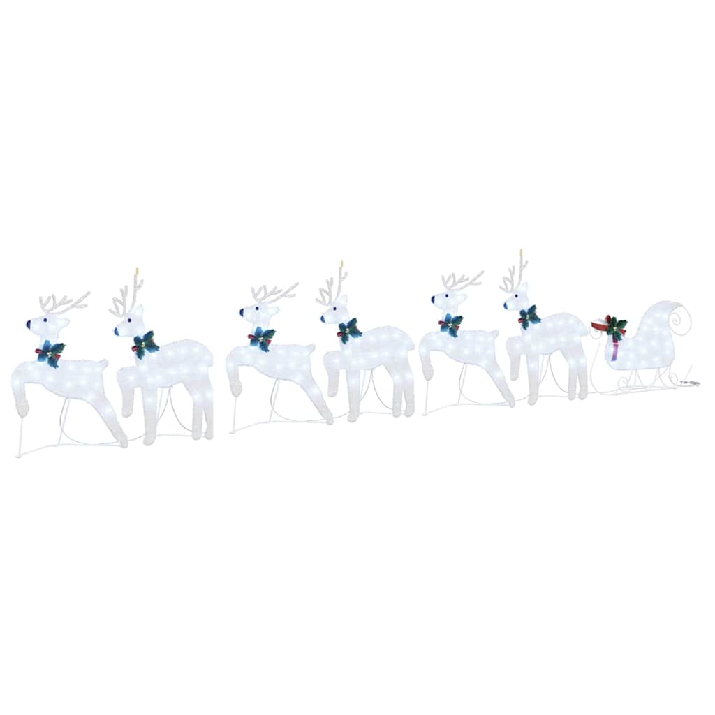 vidaXL LED Reindeers 7 pcs Silver Fabric
