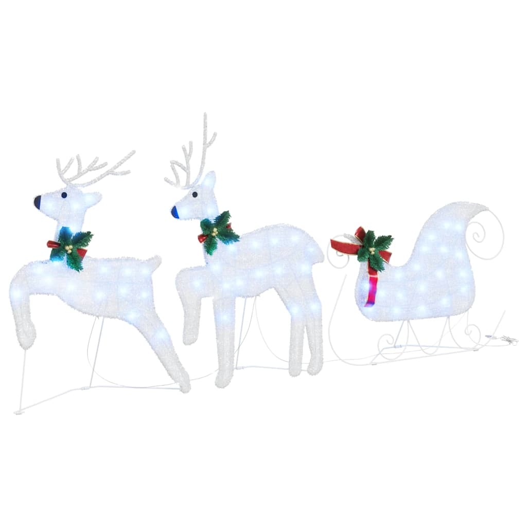 vidaXL LED Reindeers 7 pcs Silver Fabric