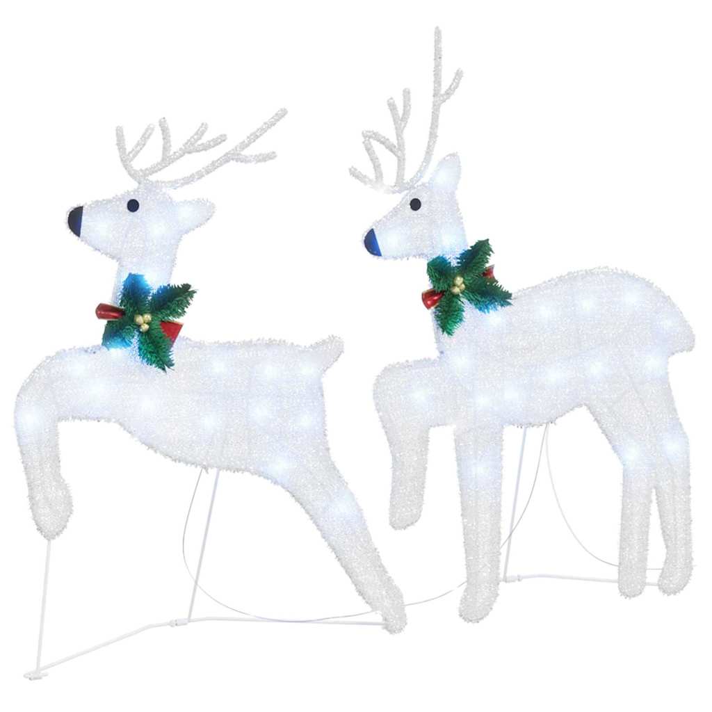 vidaXL LED Reindeers 7 pcs Silver Fabric