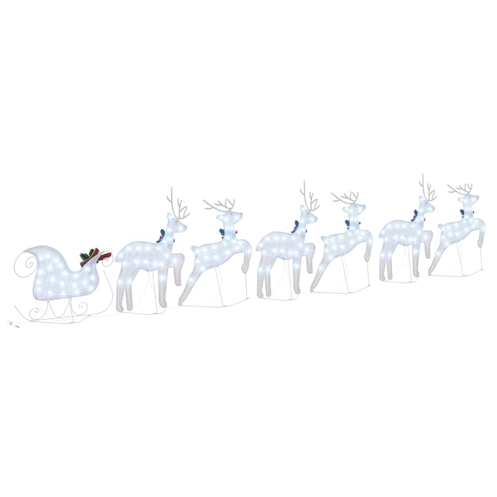 vidaXL LED Reindeers 7 pcs Silver Fabric