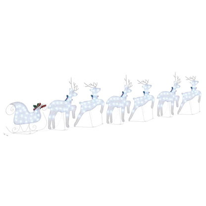 vidaXL LED Reindeers 7 pcs Silver Fabric