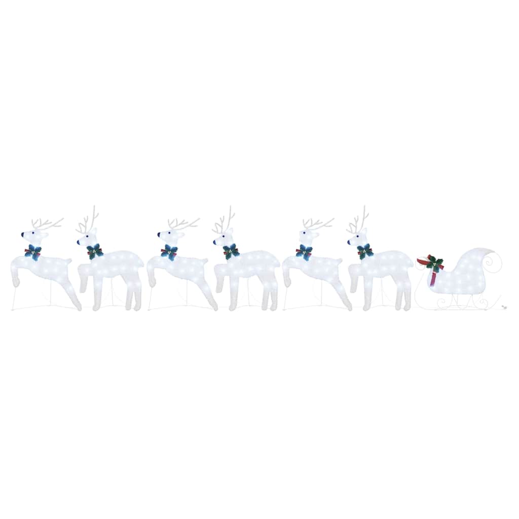 vidaXL LED Reindeers 7 pcs Silver Fabric