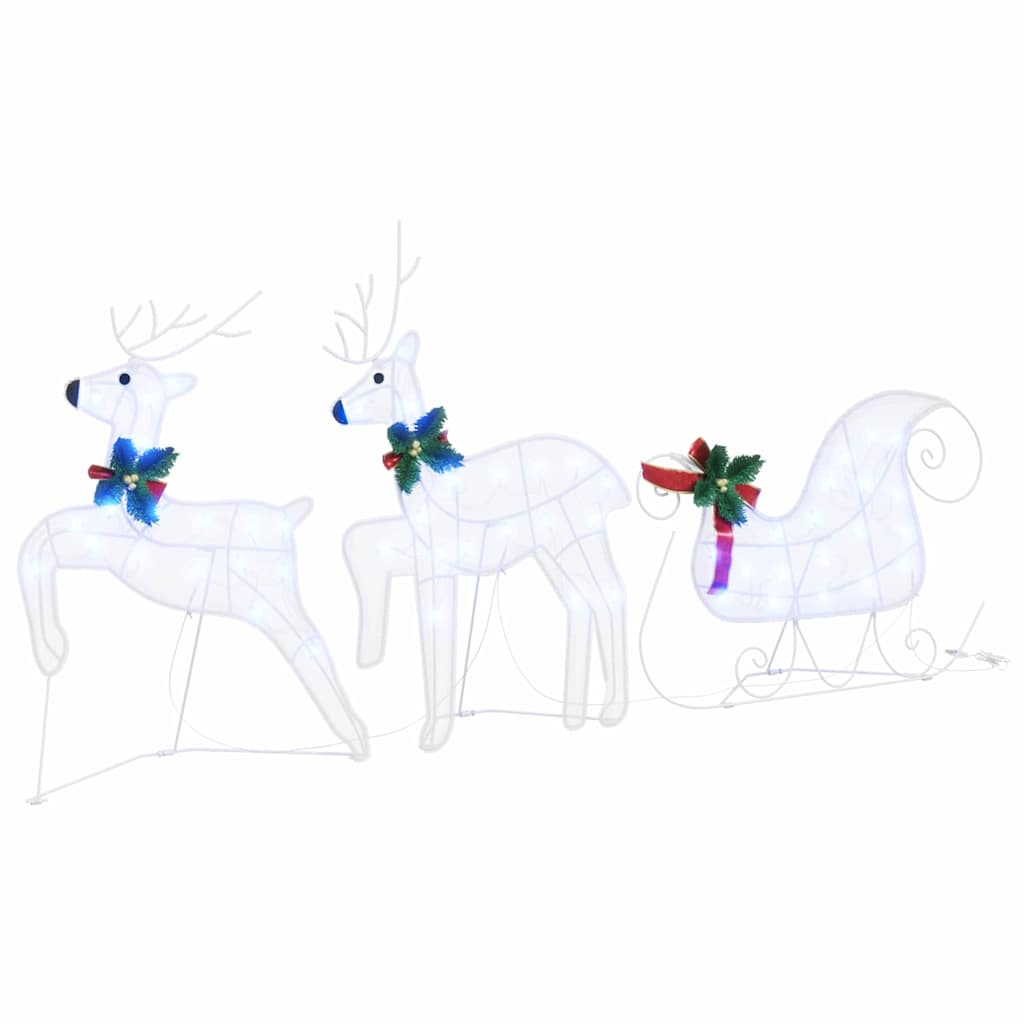 vidaXL LED Reindeers 7 pcs White Fabric