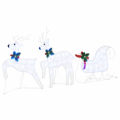 vidaXL LED Reindeers 7 pcs White Fabric