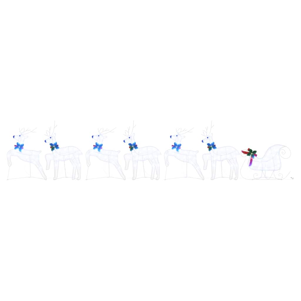 vidaXL LED Reindeers 7 pcs White Fabric