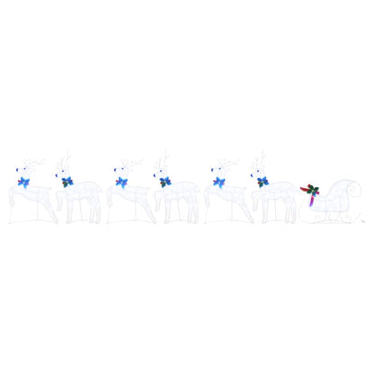 vidaXL LED Reindeers 7 pcs White Fabric
