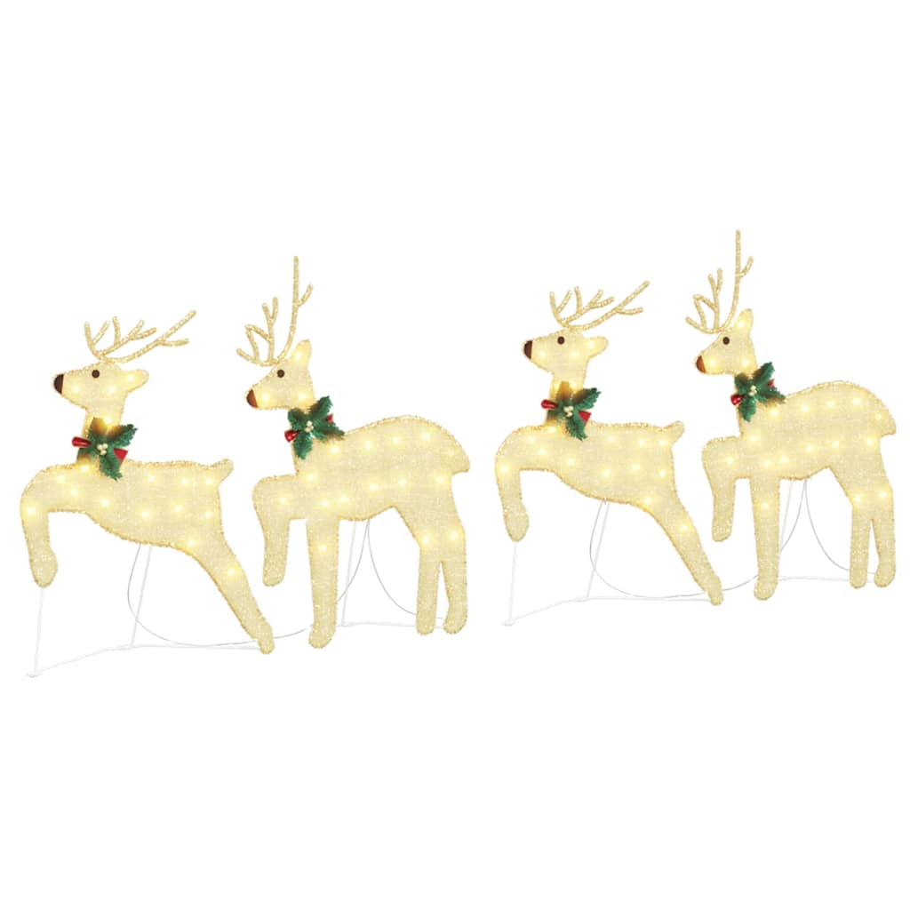 vidaXL LED Reindeers 4 pcs Gold Fabric