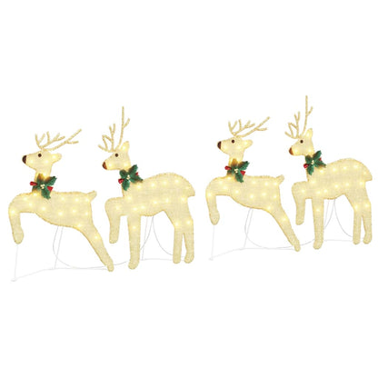 vidaXL LED Reindeers 4 pcs Gold Fabric