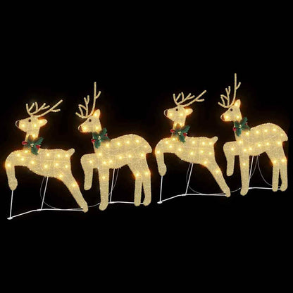 vidaXL LED Reindeers 4 pcs Gold Fabric