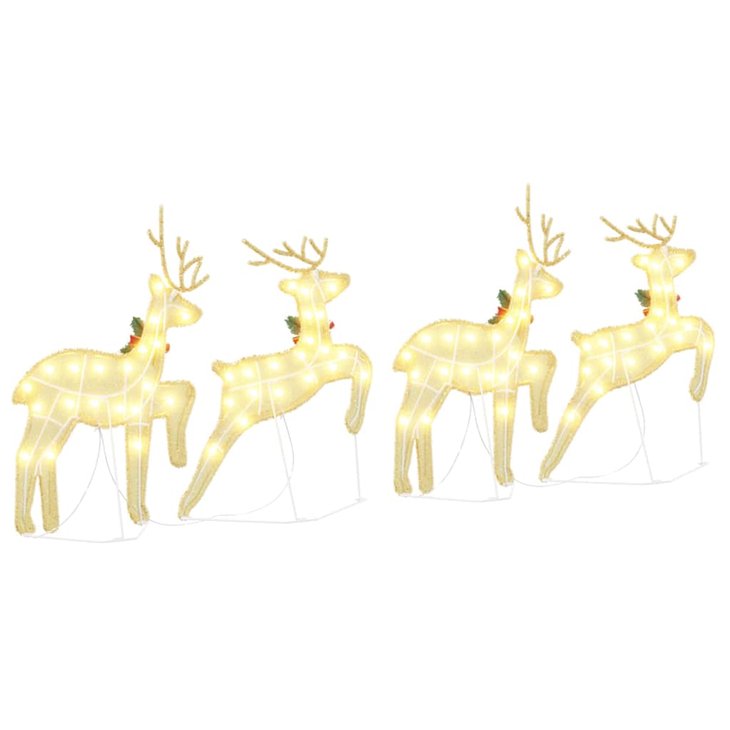 vidaXL LED Reindeers 4 pcs Gold Fabric