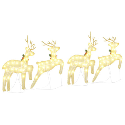 vidaXL LED Reindeers 4 pcs Gold Fabric