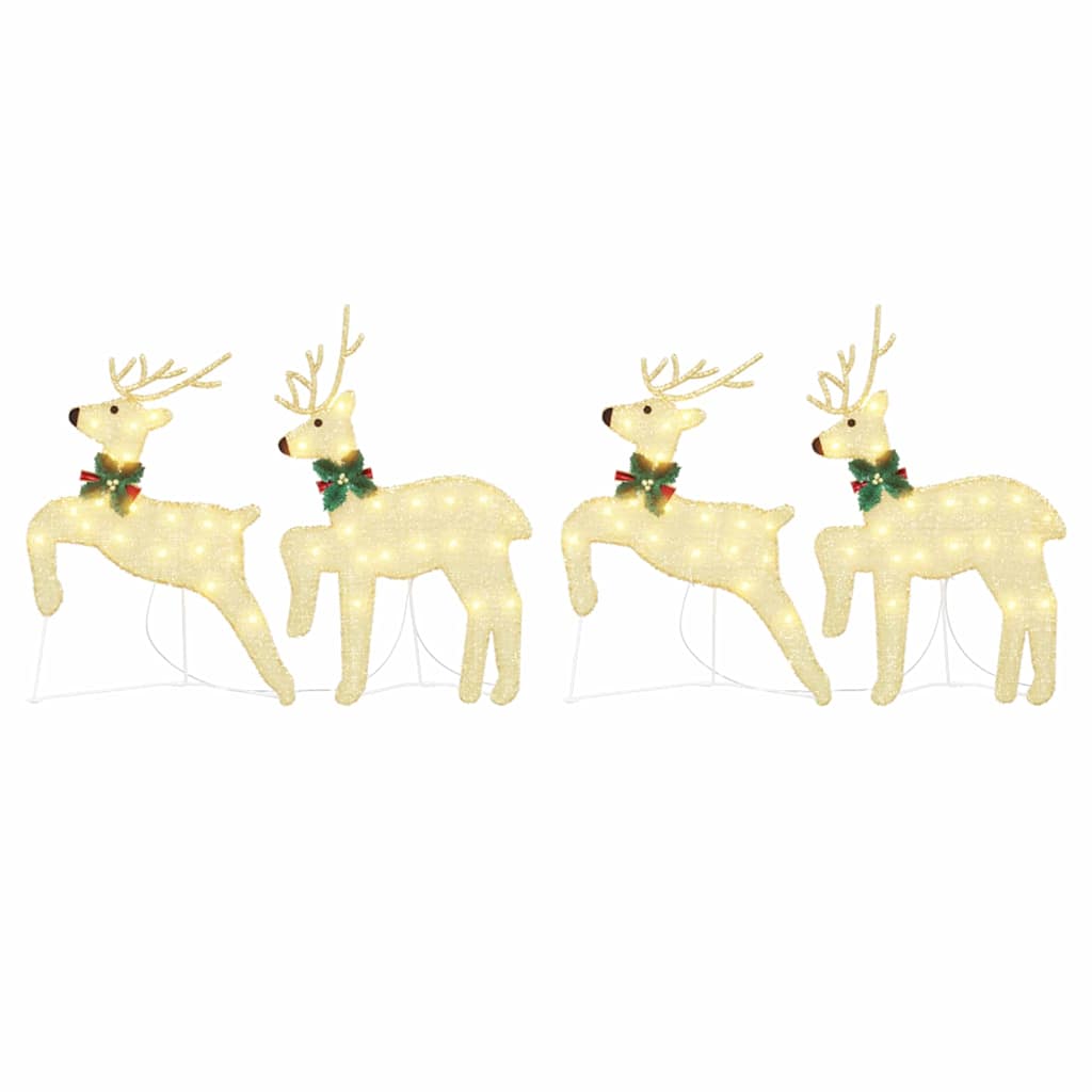 vidaXL LED Reindeers 4 pcs Gold Fabric