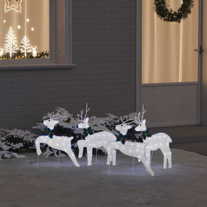 vidaXL LED Reindeers 4 pcs Silver Fabric