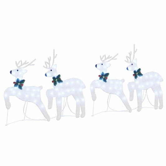 vidaXL LED Reindeers 4 pcs Silver Fabric