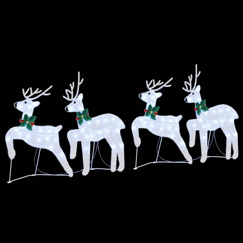 vidaXL LED Reindeers 4 pcs Silver Fabric