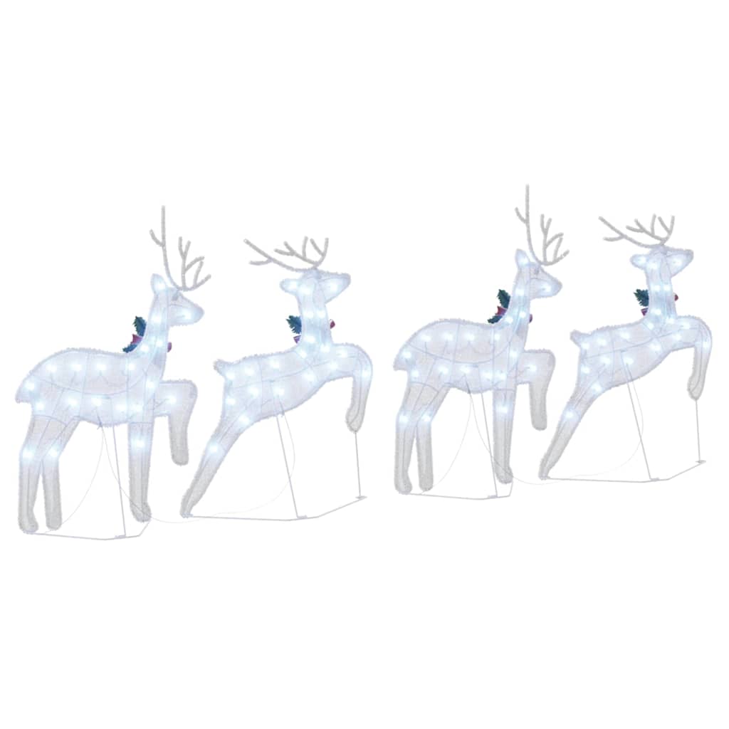 vidaXL LED Reindeers 4 pcs Silver Fabric