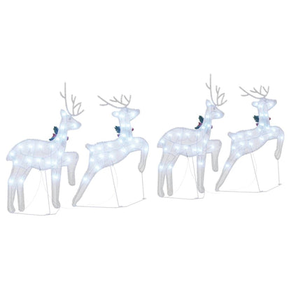 vidaXL LED Reindeers 4 pcs Silver Fabric