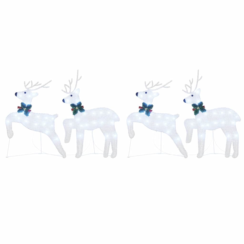 vidaXL LED Reindeers 4 pcs Silver Fabric