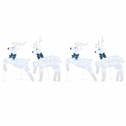 vidaXL LED Reindeers 4 pcs Silver Fabric
